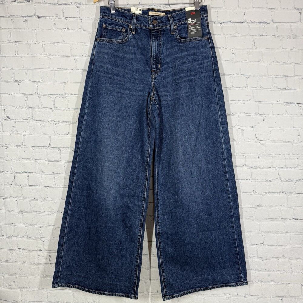 Levis 728 High Rise Wide Leg Jeans Women Size 31 Skater Streetwear Blue Denim
